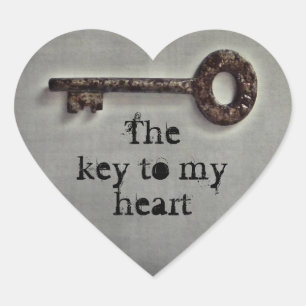Antique key heart heart sticker