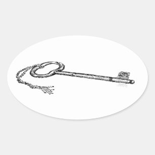 Antique Key Oval Sticker