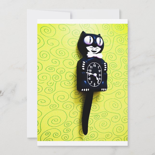Antique kit Cat Clock Invitation (Front)