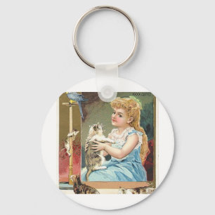 antique kitten key ring