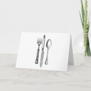 Antique knife fork and spoon combo Decoration Card