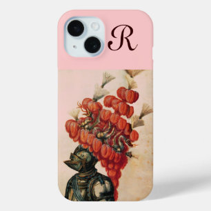 ANTIQUE KNIGHT HELMET ,DRAGONS AND RED FEATHERS iPhone 15 CASE