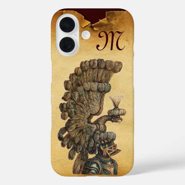 ANTIQUE KNIGHT HELMET WITH EAGLE Parchment Case-Mate iPhone Case (Back)