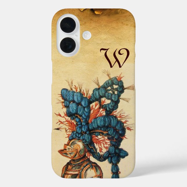 ANTIQUE KNIGHT HELMET WITH RED BLUE FEATHERS Case-Mate iPhone CASE (Back)