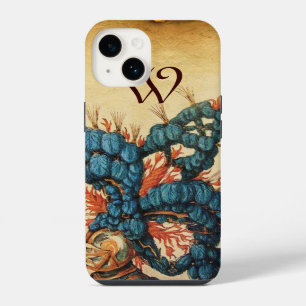 ANTIQUE KNIGHT HELMET WITH RED BLUE FEATHERS iPhone 14 CASE