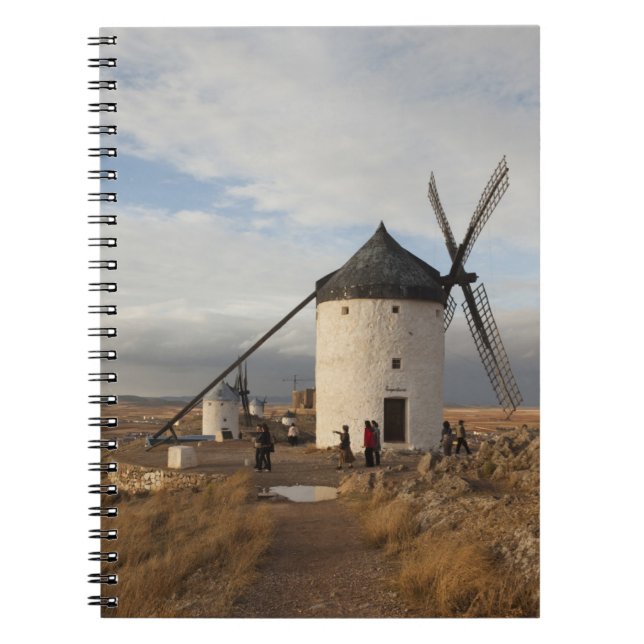 Antique La Mancha windmills, with visitors Spiral Notebook (Front)