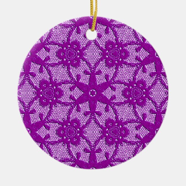 Antique lace - amethyst purple ceramic tree decoration (Front)