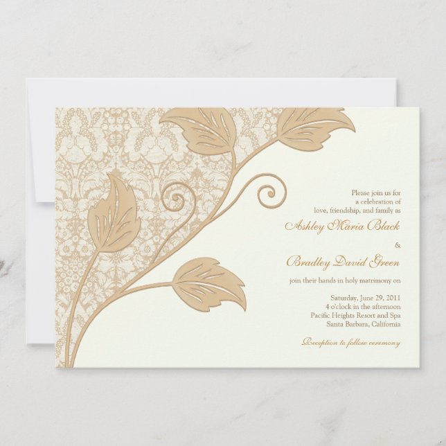Antique Lace and Leaves Wedding Invitation (Front)