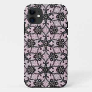 Antique lace - black and ice pink iPhone 11 case