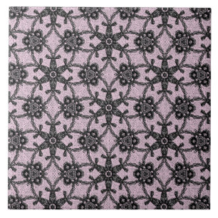 Antique lace - black and ice pink tile