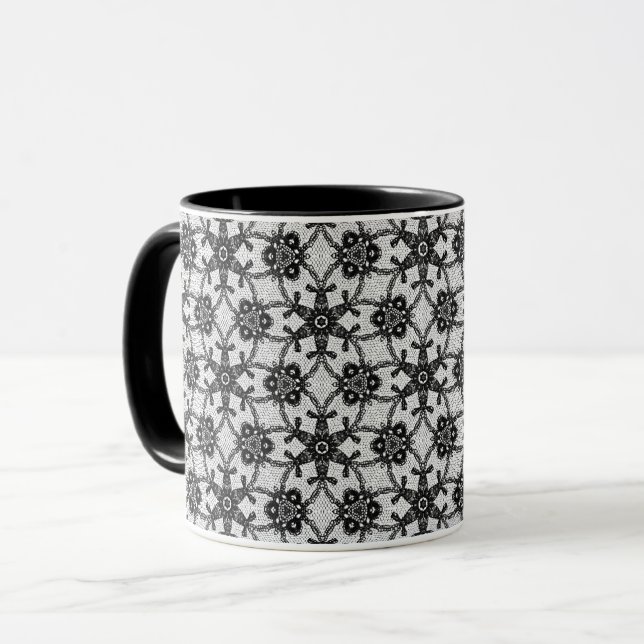 Antique Lace - Black and White  Mug (Front Left)