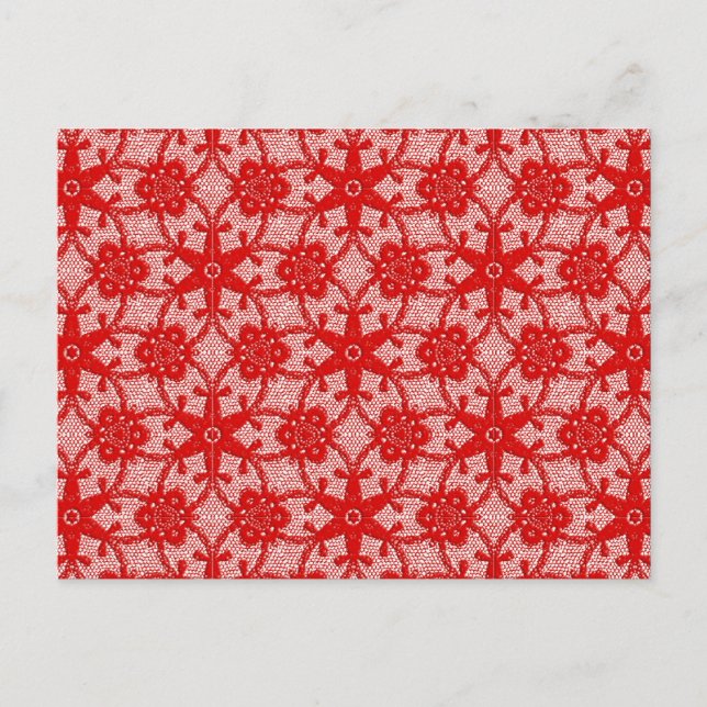 Antique lace - deep red and white postcard (Front)