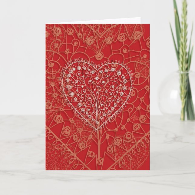 "Antique Lace" Hearts, Valentine Card (Front)