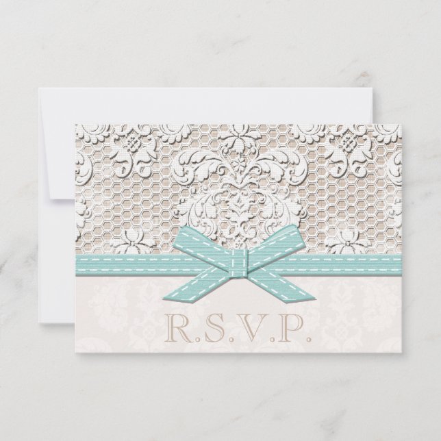 Antique Lace Look RSVP Wedding Response Cards (Front)