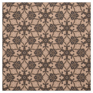 Antique lace print - black and peach fabric