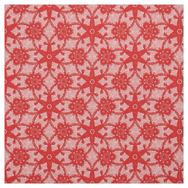 Antique lace print - deep red and white fabric (Swatch)