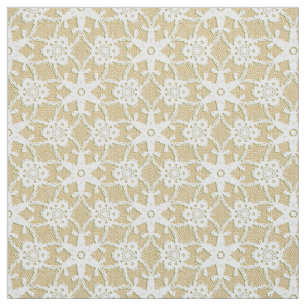 Antique lace print - white and beige fabric