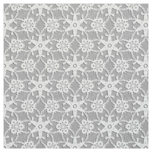 Antique lace print - white and silver grey fabric (Swatch)