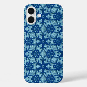 Antique lace - sapphire and pale blue iPhone 16 plus case