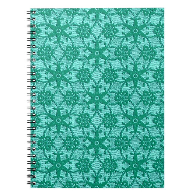 Antique lace - turquoise and aqua spiral notebook (Front)