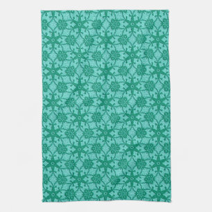Antique lace - turquoise and aqua tea towel