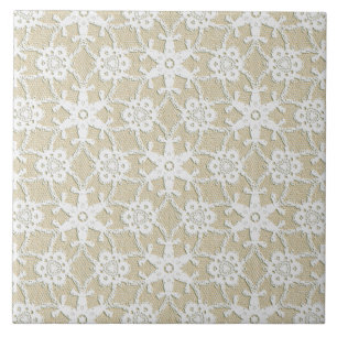 Antique lace - white and beige tile