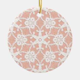 Antique lace - white and peach ceramic tree decoration