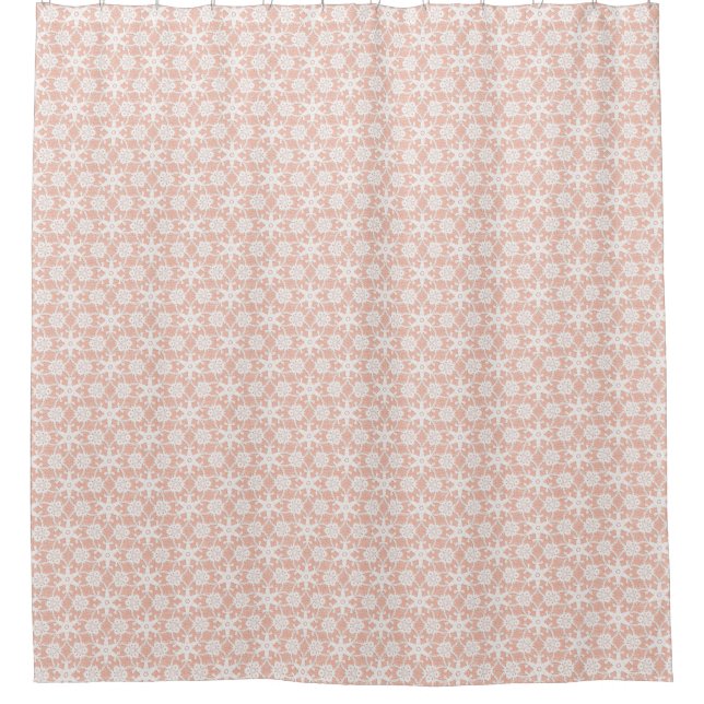Antique lace - white and peach shower curtain (Front)
