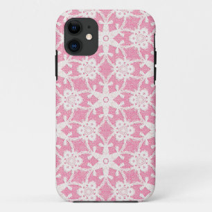 Antique lace - white and rose pink Case-Mate iPhone case