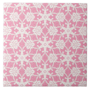 Antique lace - white and rose pink tile