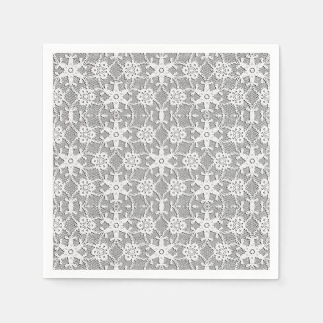 Antique lace - white and silver grey napkin (Front)