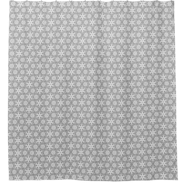 Antique lace - white and silver grey shower curtain (Front)