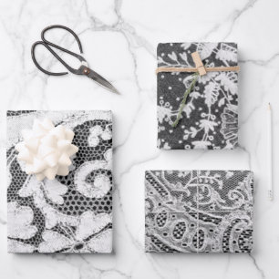 ANTIQUE LACE Wrapping Paper Flat Sheet Set of 3