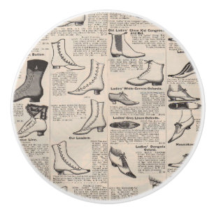 Antique Ladies Shoe Catalogue Page Vintage Print Ceramic Knob