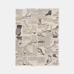Antique Ladies Shoe Catalogue Page Vintage Print Fleece Blanket