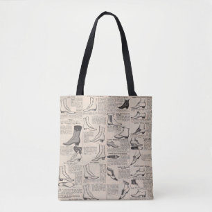 Antique Ladies Shoe Catalogue Page Vintage Print Tote Bag