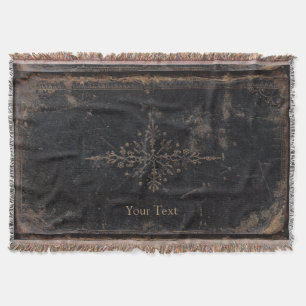 Antique Leather Book with Gold Leaf Throw Blanket