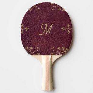 antique  leather look monogrammed ping pong paddle
