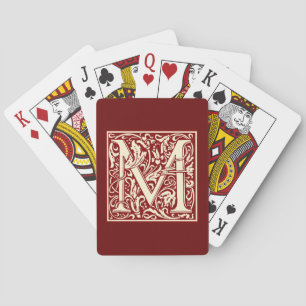 Antique Letter M Monogram Initial Red Playing Cards