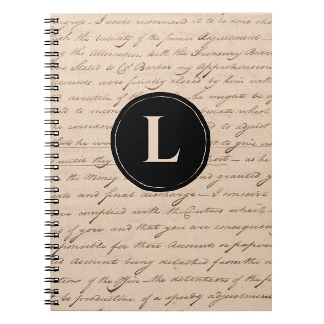 Antique Letter Monogram Writer's Old Calligraphy Notebook (Front)