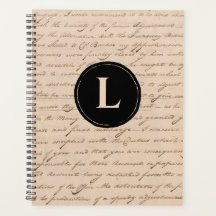 Antique Letter Paper Black Monogram Writer's