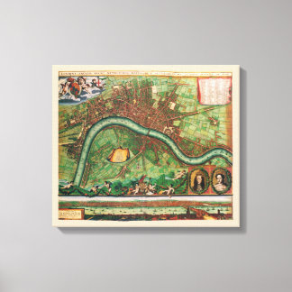 Antique London Street Map by Johannes de Ram, 1689 Canvas Print