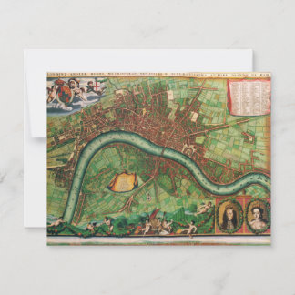 Antique London Street Map by Johannes de Ram, 1689 Invitation