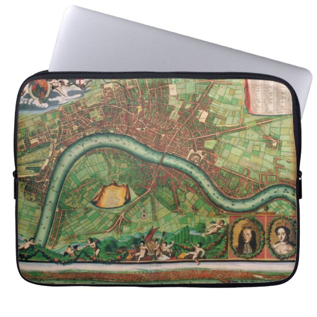 Antique London Street Map by Johannes de Ram, 1689 Laptop Sleeve (Front)