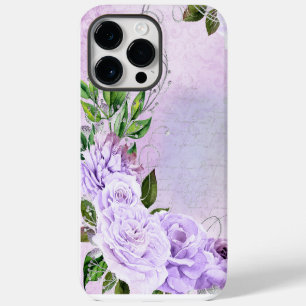 ANTIQUE LOOKING LAVENDER SCRIPT & FLOWERS iPhone 14 PRO MAX CASE