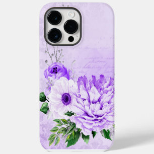 ANTIQUE LOOKING LAVENDER SCRIPT & FLOWERS iPhone 14 PRO MAX CASE