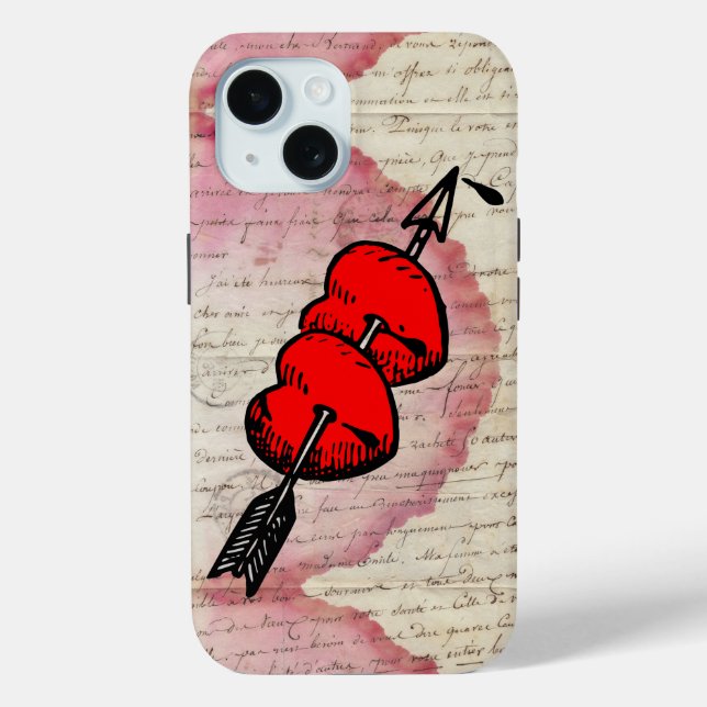 Antique Love Letter Hearts Arrow Ephemera Collage Case-Mate iPhone Case (Back)