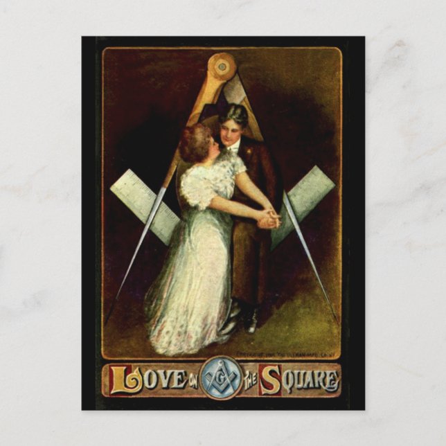 antique Love on The Square Masonic Valentine Cards (Front)