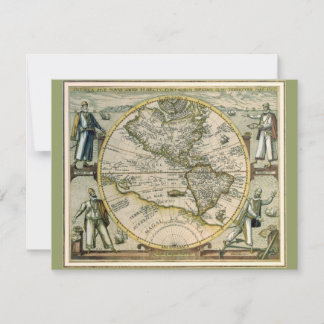 Antique Map, 1596, America Sive Novus Orbis Invitation