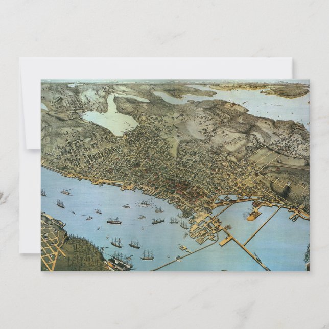 Antique Map Aerial View City of Seattle Washington (Front)